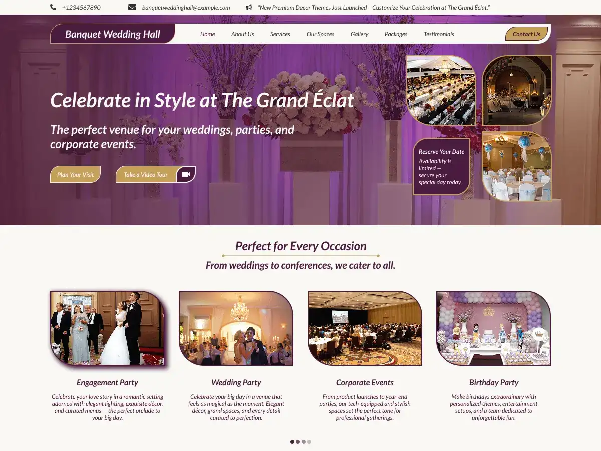 Captura oficial del tema Banquet Wedding Hall