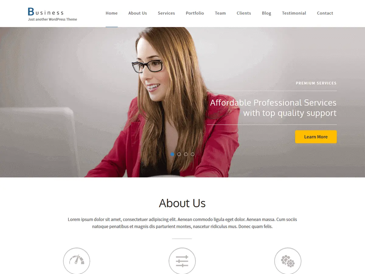 Captura oficial del tema Business One Page