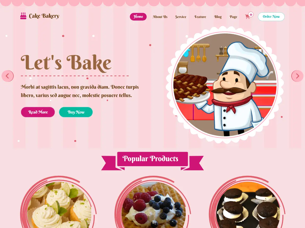 Captura oficial del tema Cake Bakery