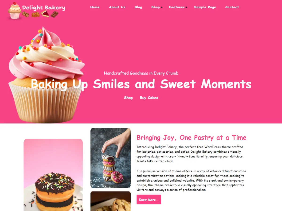 Captura oficial del tema Delight Bakery