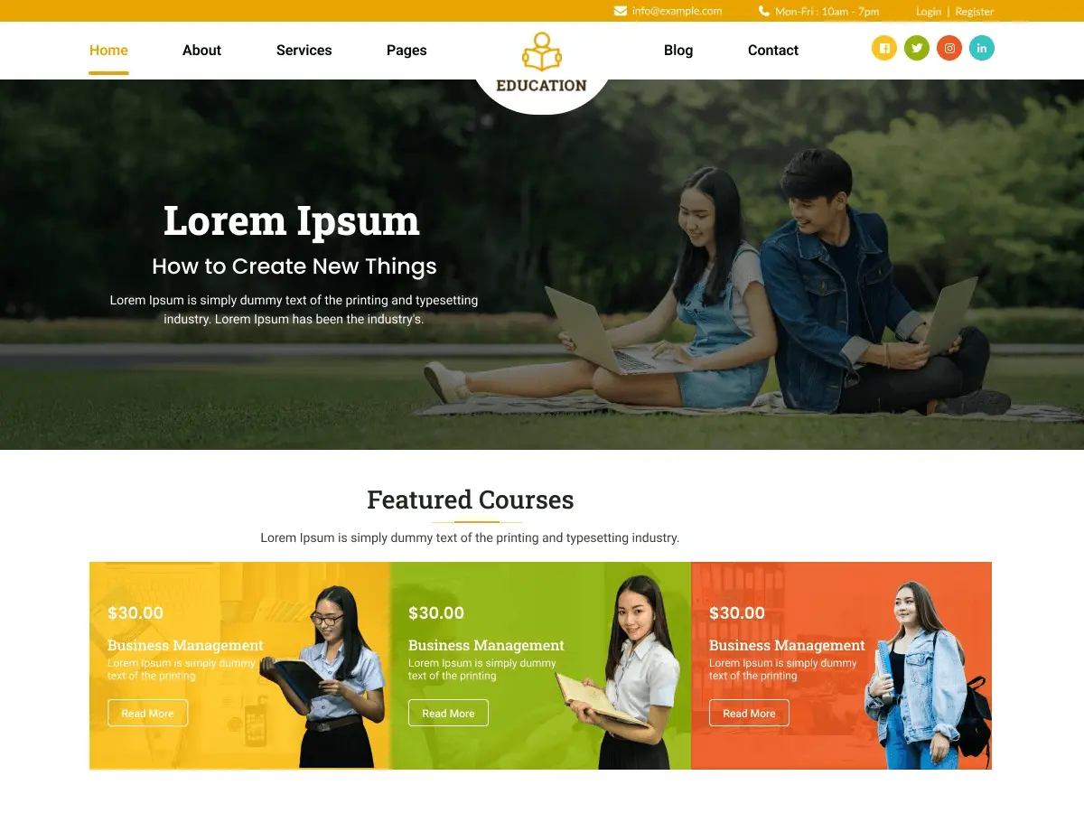 Captura oficial del tema Education Institution