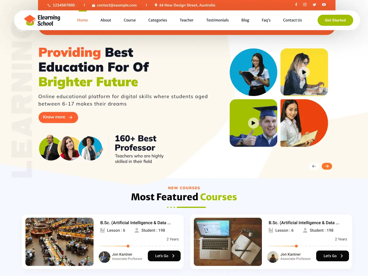 Captura oficial del tema Elearning School