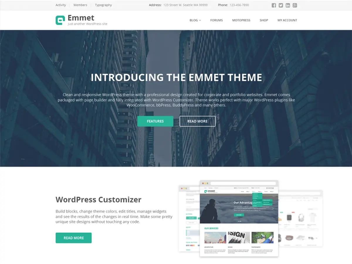 Captura oficial del tema Emmet Lite
