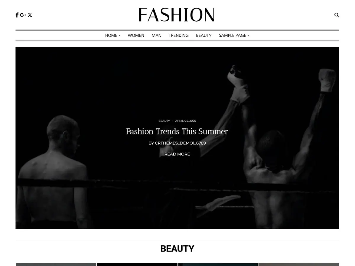 Captura oficial del tema Fashion Blog Magazine