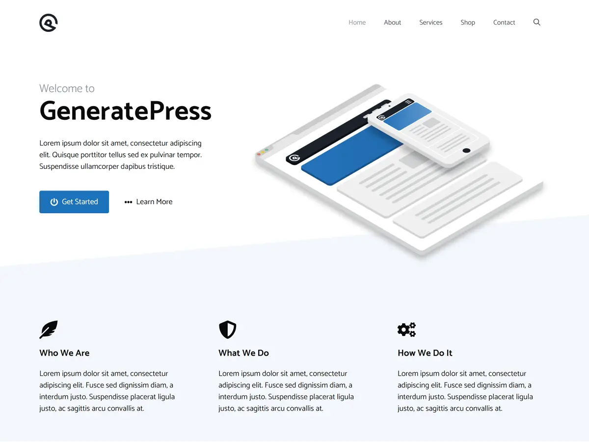 Captura oficial del tema GeneratePress