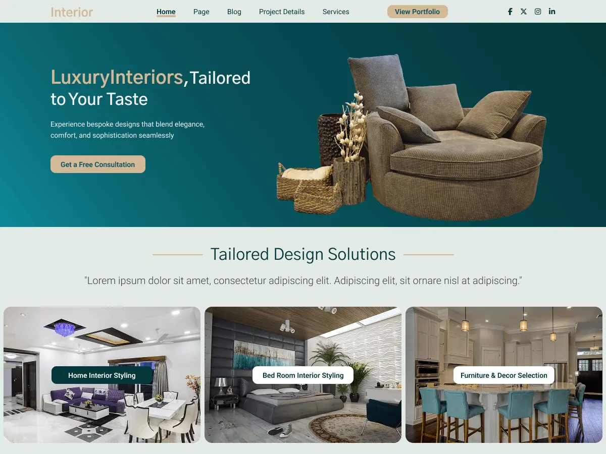 Captura oficial del tema Interior Design Firm