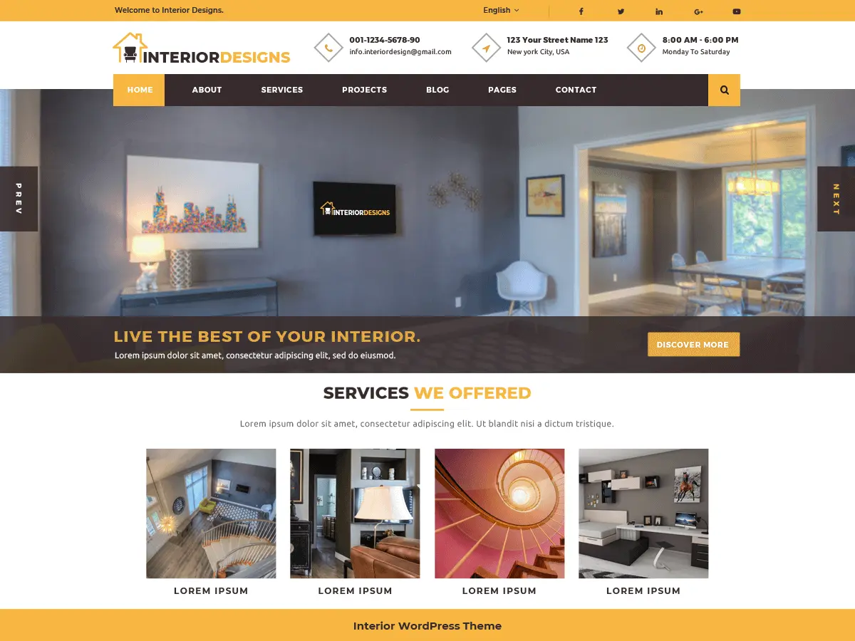 Captura oficial del tema Interior Designs