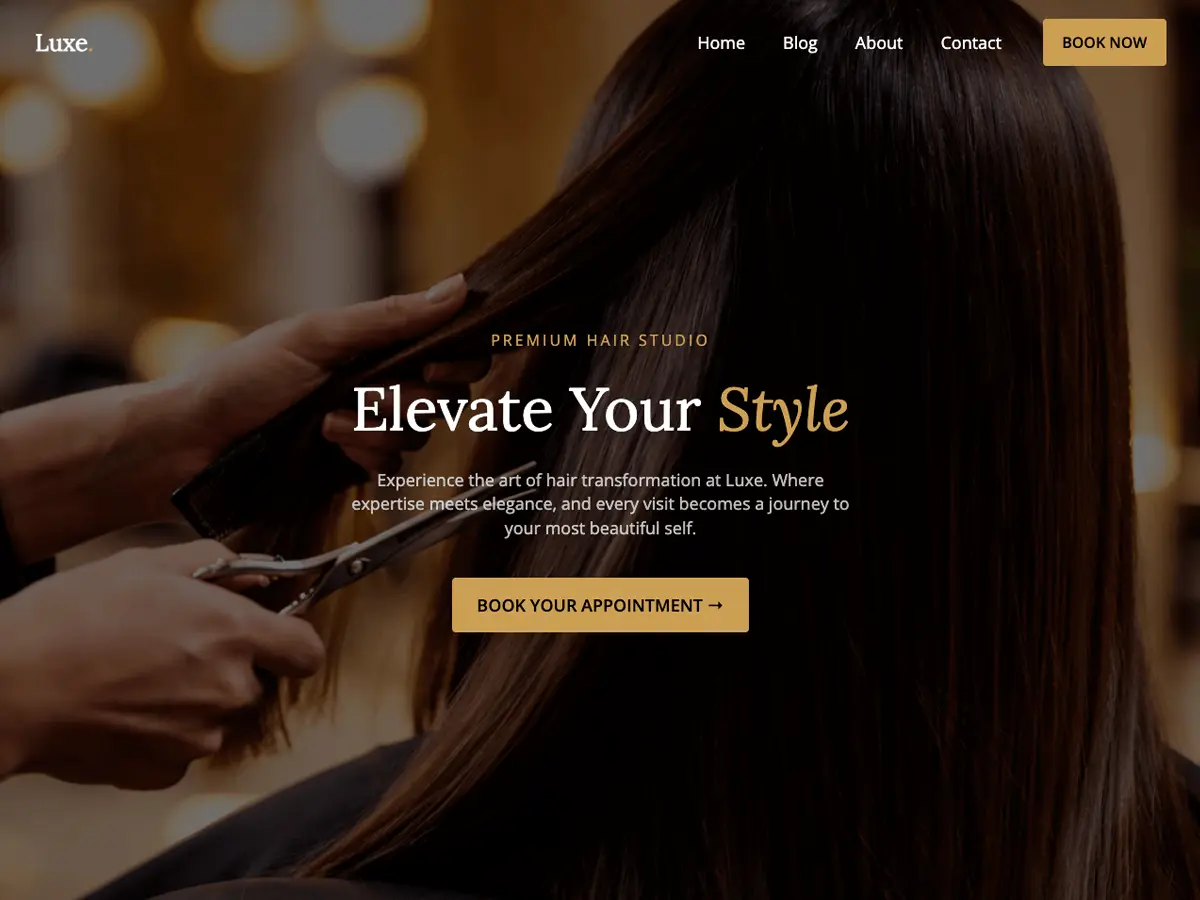 Captura oficial del tema Luxe Hair Salon