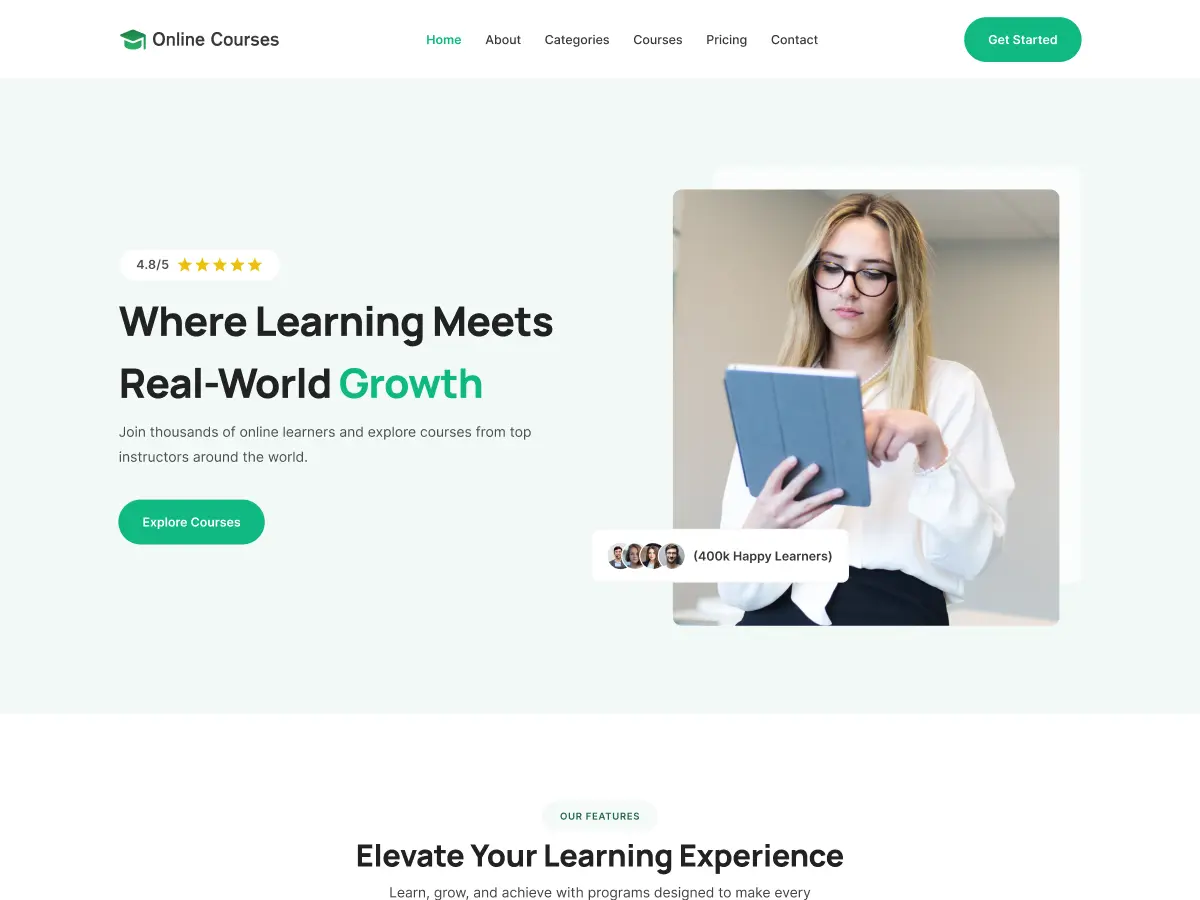 Captura oficial del tema Online Courses FSE