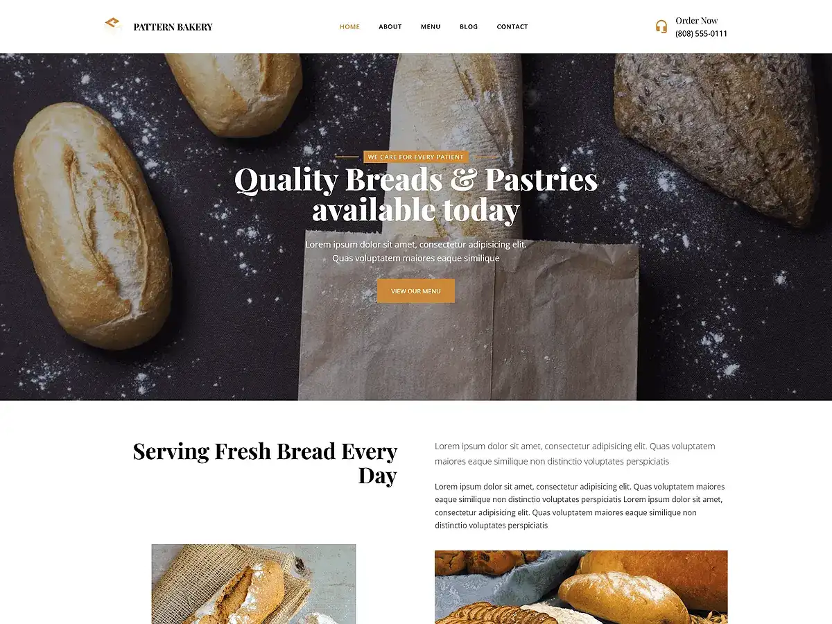 Captura oficial del tema Patterns Bakery