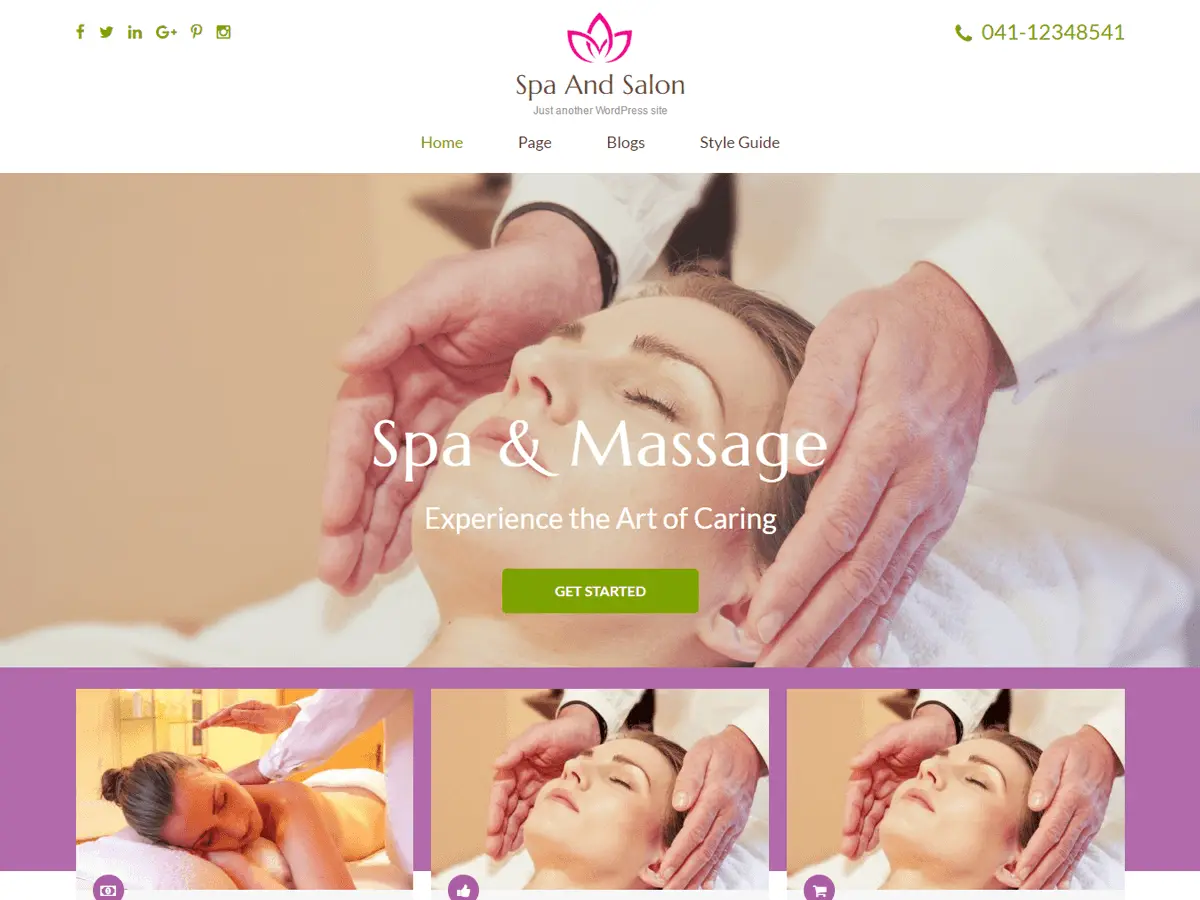 Captura oficial del tema Spa and Salon