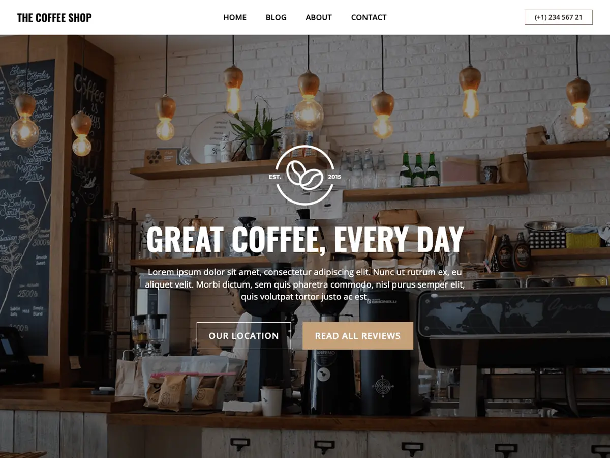 Captura oficial del tema The Coffee Shop