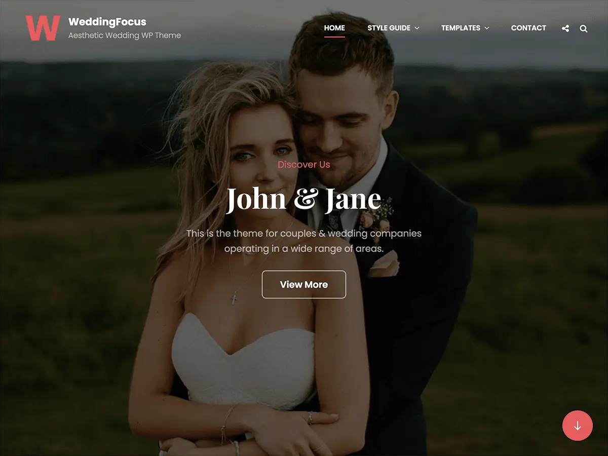 Captura oficial del tema WeddingFocus