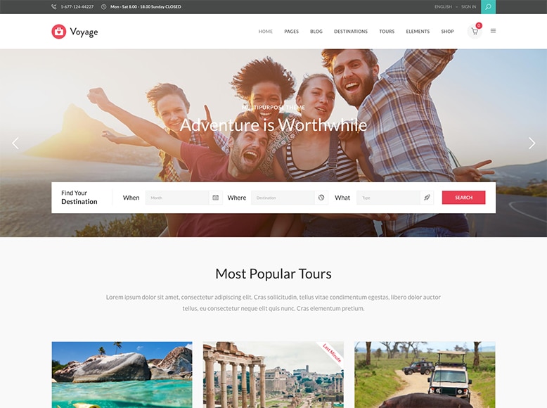 Voyage - Tema WordPress para modernas agencias de viajes y tour operadores