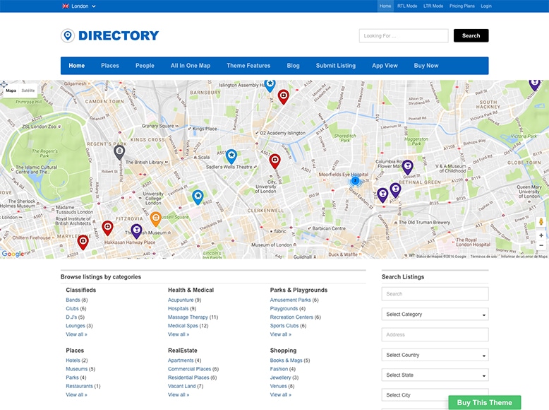 Directory - Plantilla WordPress para directorios y listas de negocios locales o globales