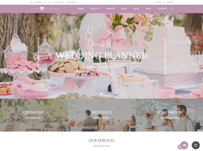 Wedding Industry - Plantilla WordPress para bodas, salones, modistas y organizadores de eventos