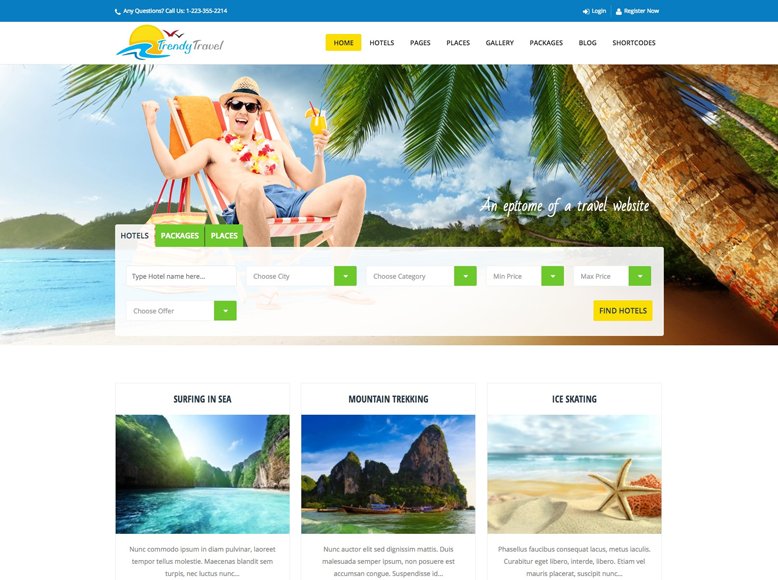 Trendy Travel - Plantilla WordPress para empresas y agencias de viajes, turoperadores