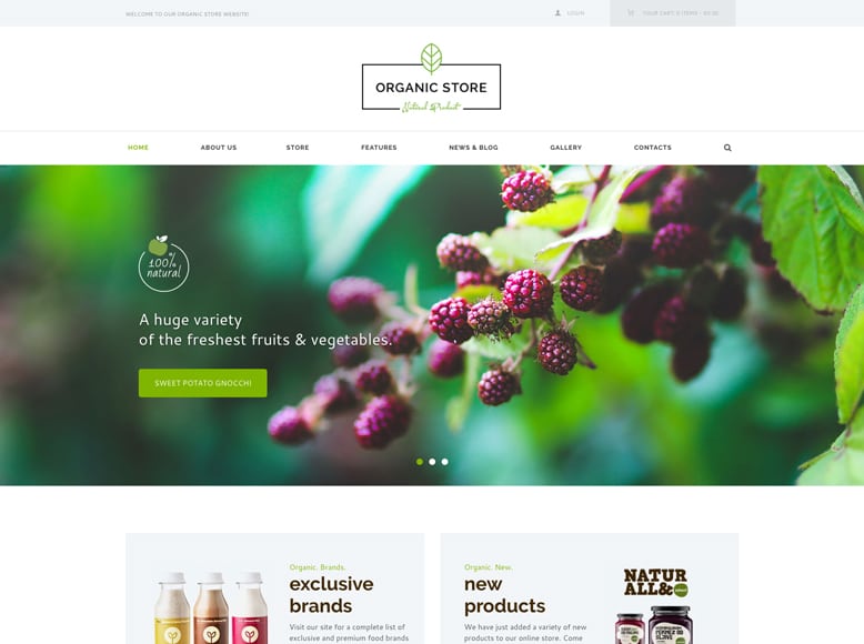 Organic Store - Tema WordPress tiendas de productos ecológicos y herbolarios online