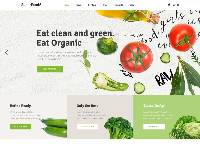 Superfood - Plantilla WordPress colorida para tiendas online de alimentos orgánicos y superalimentos