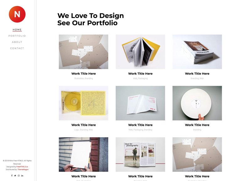 Nitro - Plantilla HTML5 gratis para portafolios personales creativos