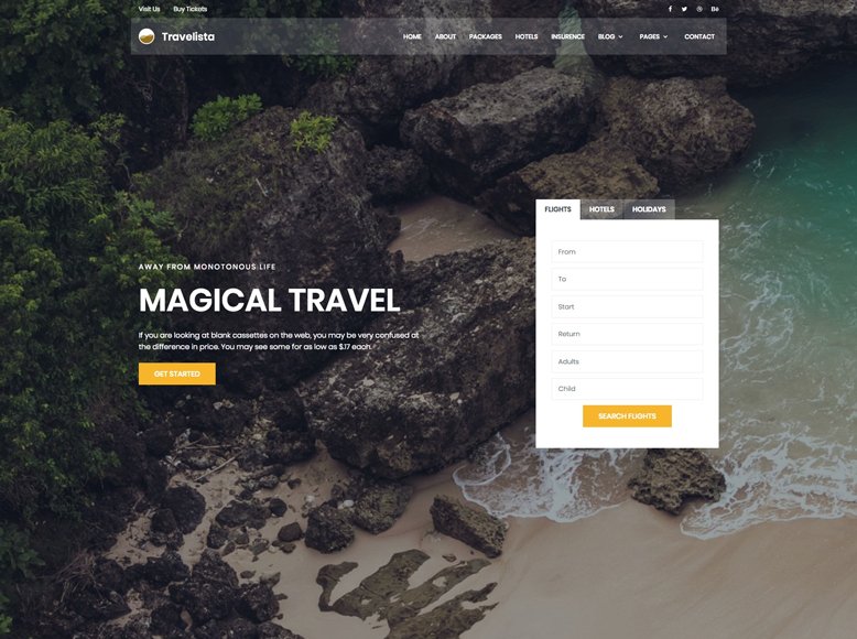 Travelista - Plantilla HTML5 gratuita para agencias de viajes y sitios web de vacaciones