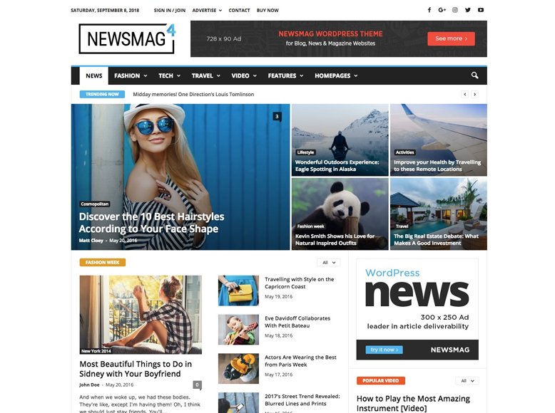 Newsmag - Tema WordPress para revistas digitales de vídeos, videoblogs y vlogs