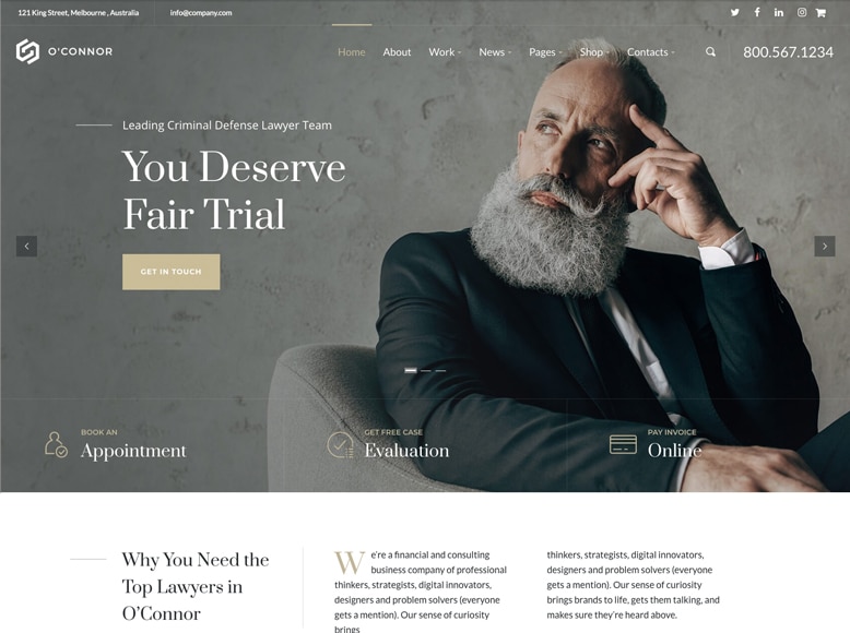 Oconnor - Tema WordPress para firmas de abogados, despachos legales y asesorías jurídicas