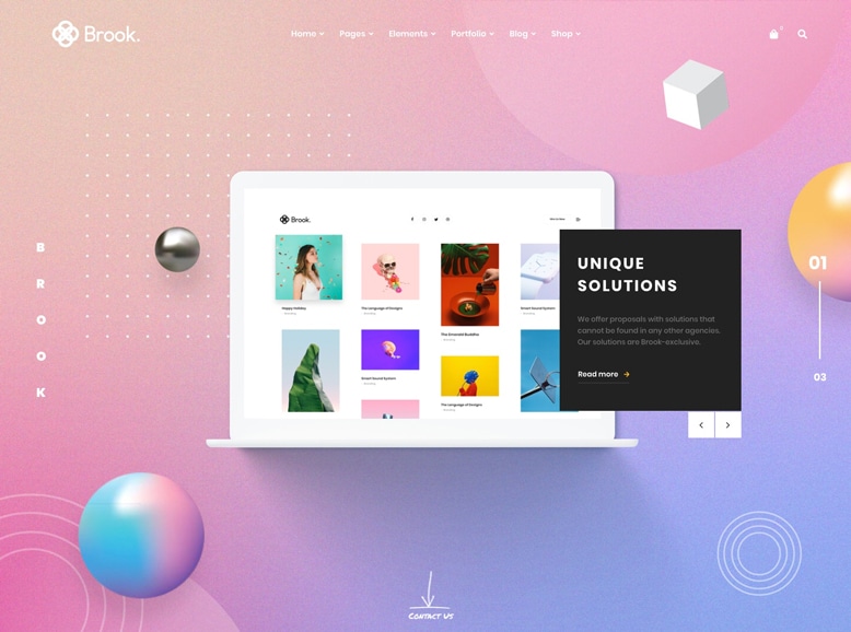 Brook - Plantilla WordPress multipropósito para portafolios online de creativos, agencias y freelances