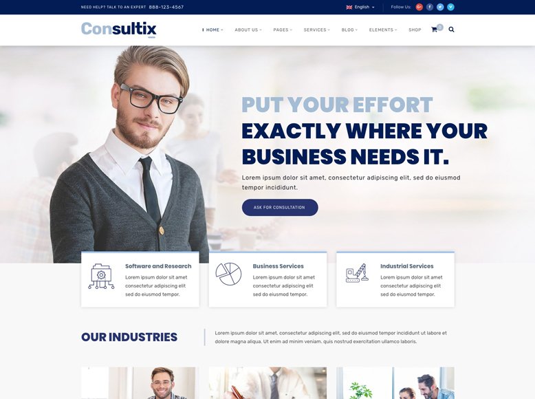 Consultix - Plantilla WordPress para pequeñas empresas, consultoras, startups
