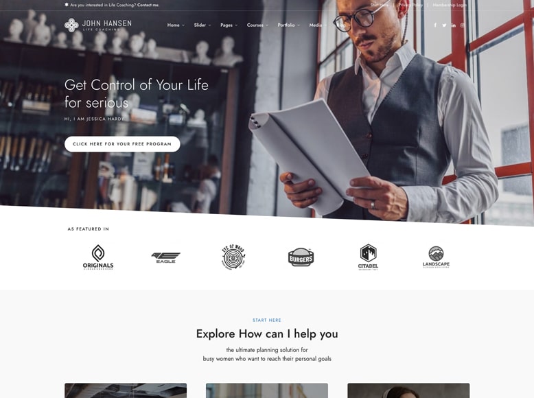 DotLife - Plantilla WordPress para cursos online de coachs, entrenadores y preparadores