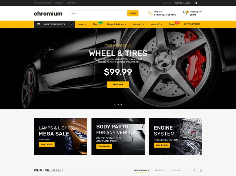Chromium - Plantilla Shopify para tiendas de repuestos para coches y herramientas