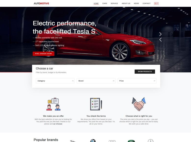 Kalium - Plantilla WordPress para pequeños y medianos negocios de venta de vehículos y coches