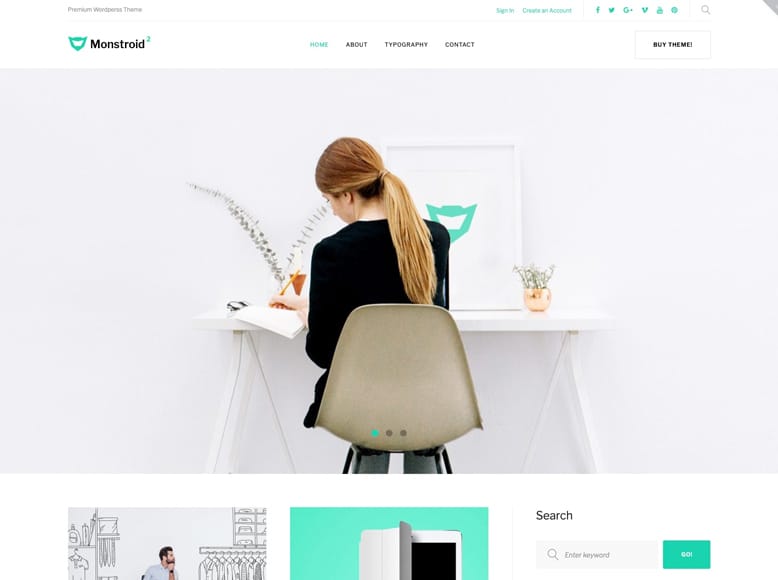 Monstroid 2 Lite - Tema WordPress gratis para blogs, empresas y tiendas online