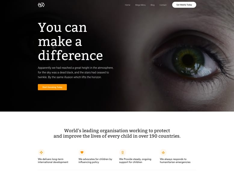 Webify - Plantilla WordPress para ONGs, caridad y organizaciones benéficas