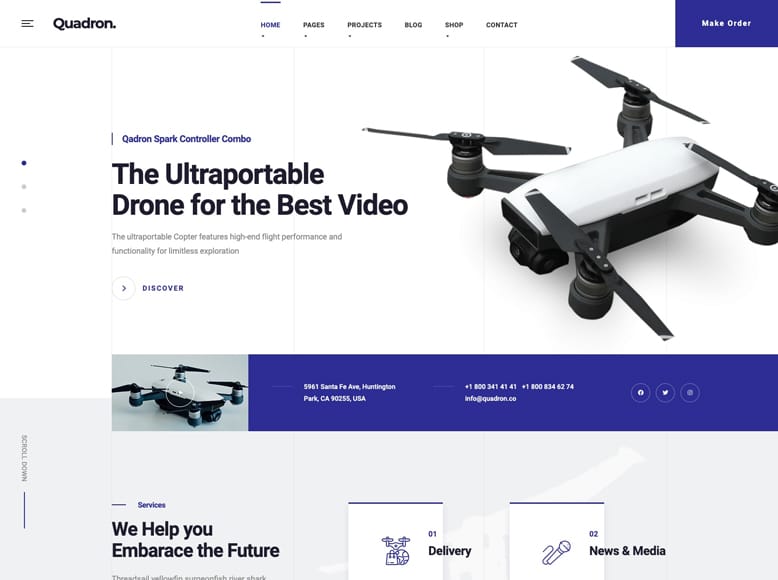 Quadron - Plantilla WordPress para fotografía aérea de drones y videografía