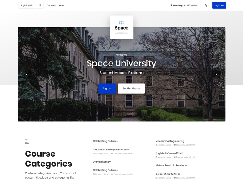 Space - Tema Moodle para cursos a distancia y formación online