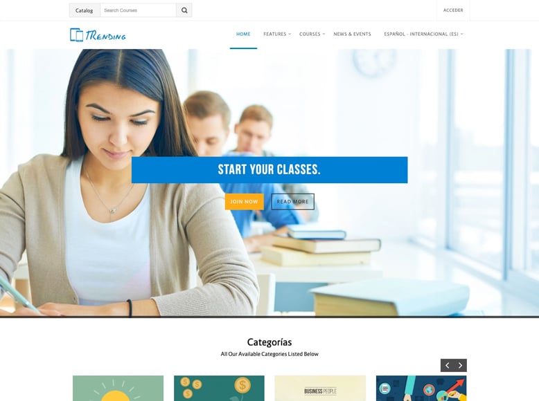 Trending - Tema Moodle para formación y cursos online