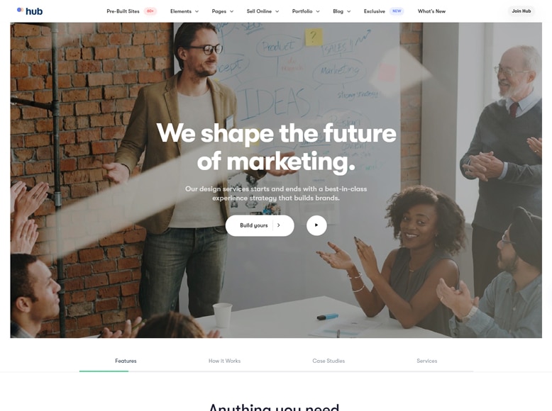 Hub - Tema WordPress multipropósito para webs a una sola página