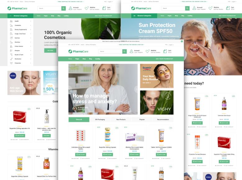 PharmaCare - Plantilla WordPress para tiendas de farmacias y parafarmacias